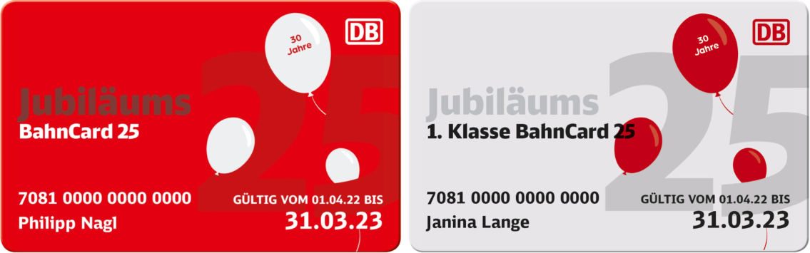 Jubiläums-BahnCard 25 Abbildungen aus DB-Werbung